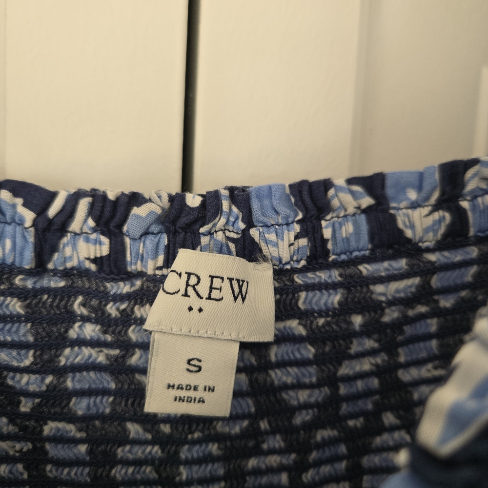 J Crew Blue Floral Smocked Dress S - Picture 5 of 5